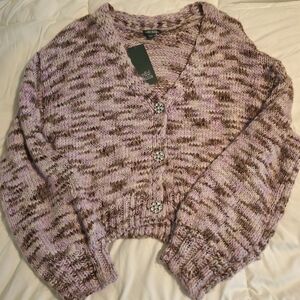 Wild Fable Cozy Knit Button-Up Sweater - Purple Mix